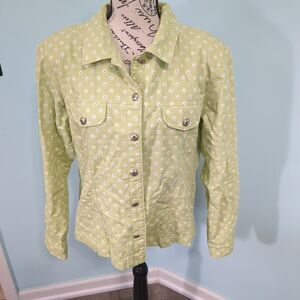 Vintage Gotcha Covered Women's Green Jacket Size Large Made in USA floral daisy
